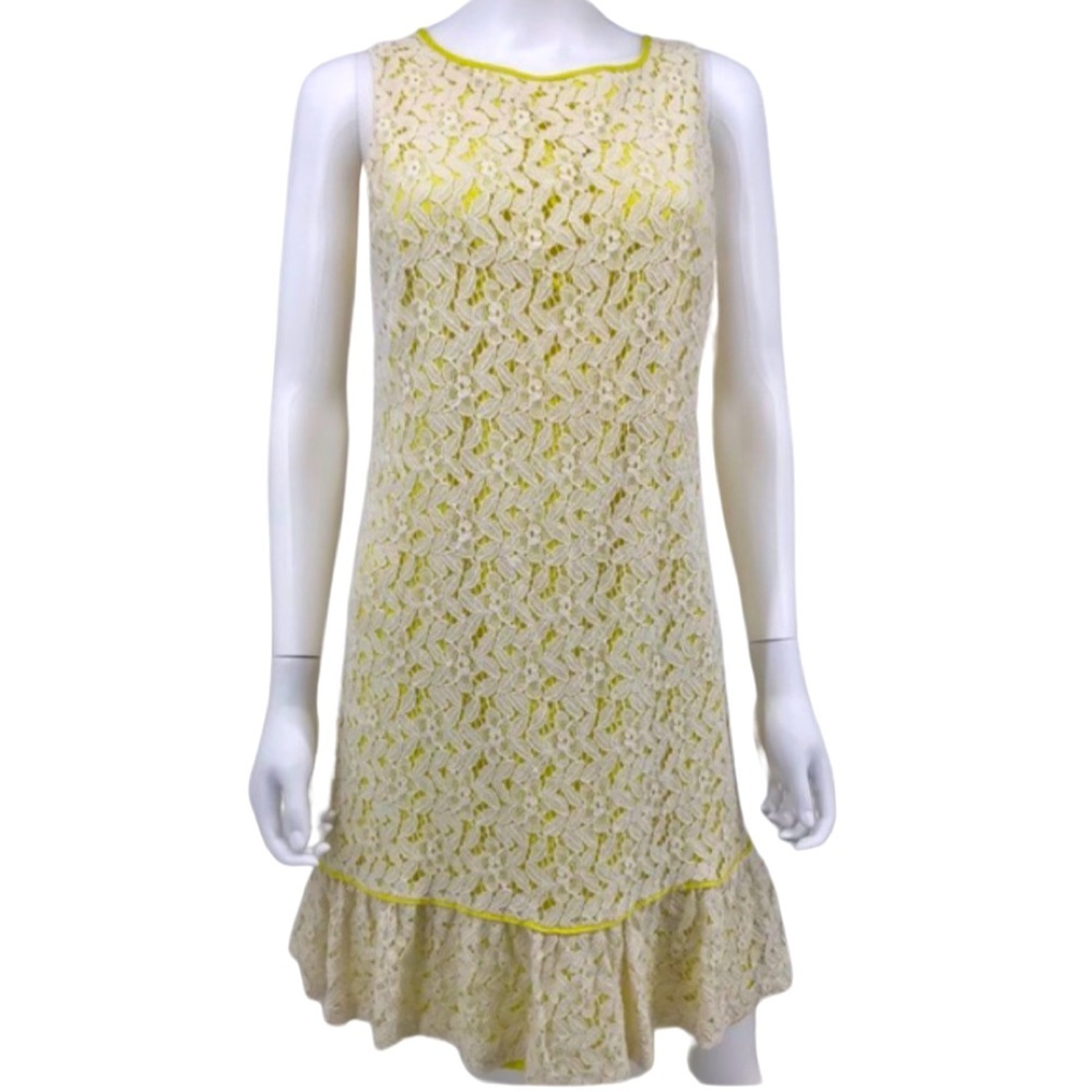 High Neck Contrasting Lace Sleeveless Dress